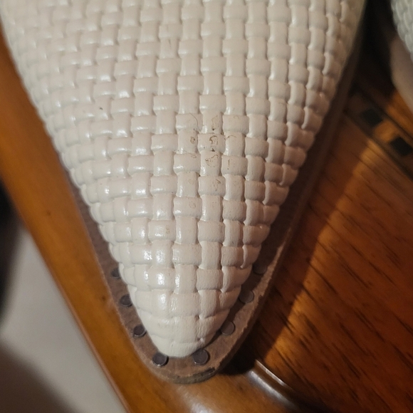 Sam Edelman Lillianna Ivory Woven Leather Pointed Slip On Block Heel Mules Sz 10 - Picture 7 of 13